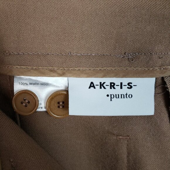 Akris Punto Dress Pants Mocha Brown Wool High Rise Tapered Leg Womens Size 6 - Picture 7 of 9